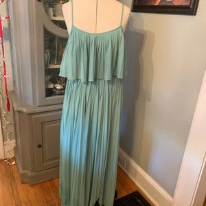 Pleated seafoam maxi dress